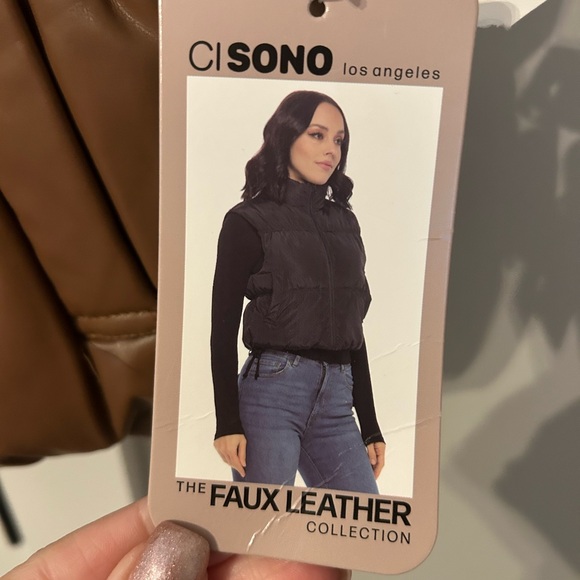 Ci Sono Tan Puffer Vest for Women - Picture 3 of 8